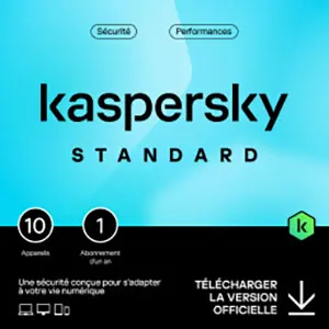 Kaspersky Standard 2025 – Multidevice 10 App 1 An – PC Mac Android iOS – Edition Française